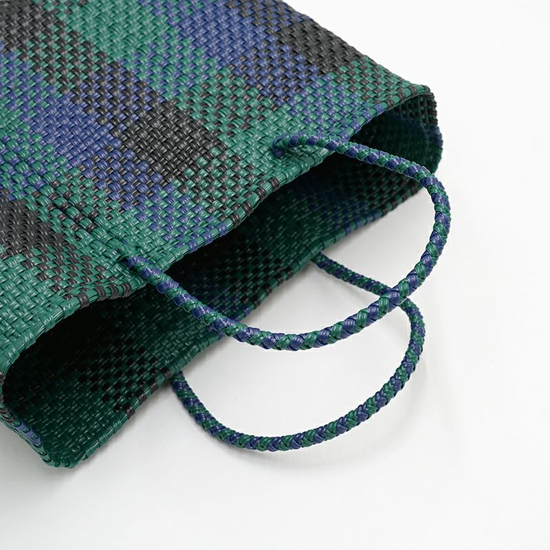 レトラ　中型かごバッグ 青緑チェック Letra（レトラ） メルカドバッグ S CHECK check-s レディース