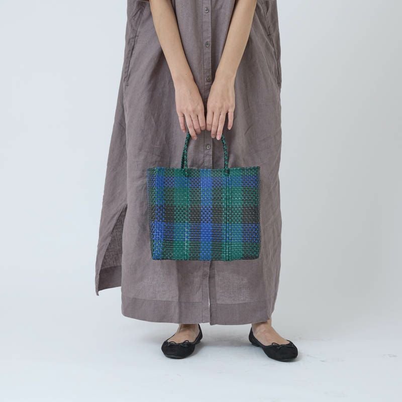 MERCADO BAG - 3 COLORS CHECK - Black/Navy/Dark Green (XS) | Letra