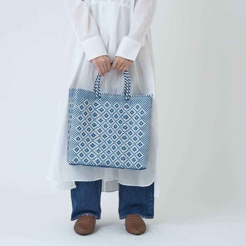 MERCADO BAG - ROMBO - Metallic Blue / White (M) | Letra｜レトラ