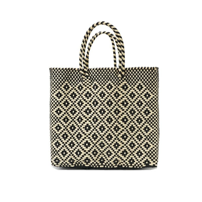 MERCADO BAG - MINI CHECK - LONG HANDLE - Gold / White (M) | Letra