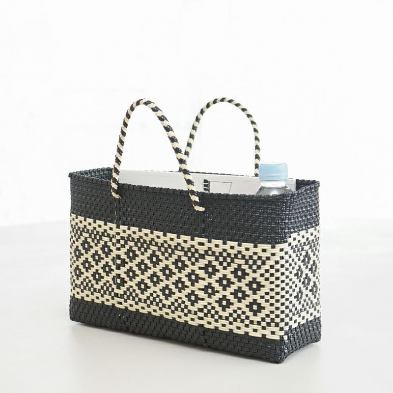Mimosa ミモザ アリゲーター竹斑 オーダーバンド シャイニーブラック MERCADO BAG - MIMOSA - Black / Cream (SHORT XS) | Letra｜レトラ