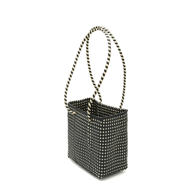 MERCADO BUCKET SLIM STYLE - MINI CHECK - Black / Cream - (LONG