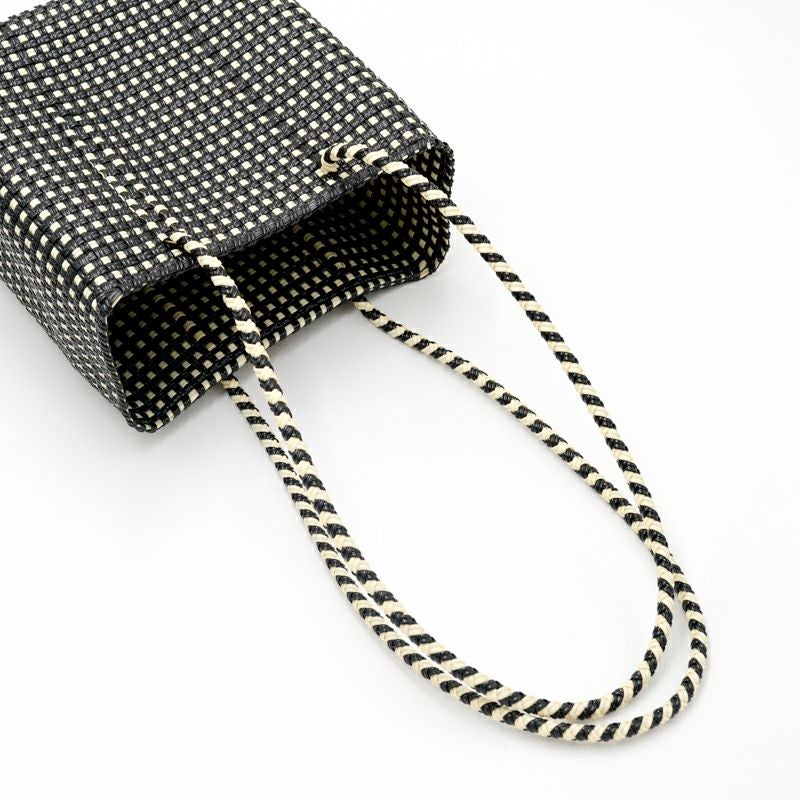MERCADO BUCKET SLIM STYLE - MINI CHECK - Black / Cream - (LONG