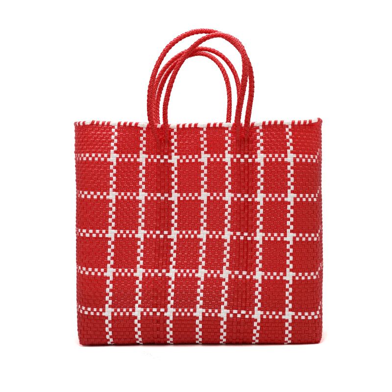 Letra レトラ　メルカドバッグレッドM MERCADO BAG - LATTICE - Red / White (M) | Letra｜レトラ公式通販