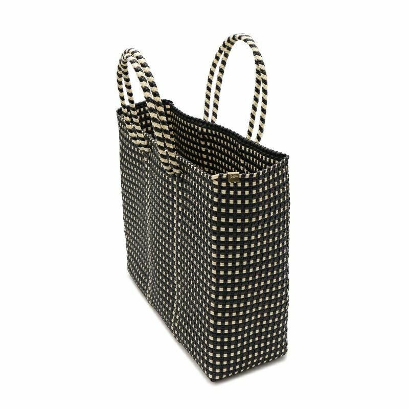 メルカドバッグ　レトラ　MINI CHECK ブラック　Mサイズ MERCADO BAG - MINI CHECK - Black / Cream (S) | Letra｜レトラ公式通販
