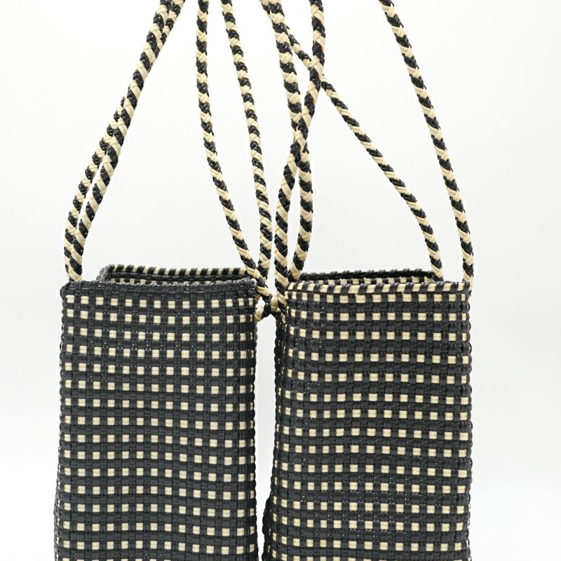 MERCADO BUCKET - MINI CHECK - Black / Cream - (SHORT HANDLE