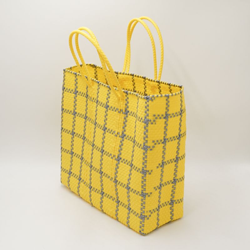 ⚫︎レトラ メルカドバッグ⚫︎イエローチェック (M)★インナーバッグ付 肩掛け MERCADO BAG - LATTICE - Yellow / Silver (M) | Letra｜レトラ公式通販