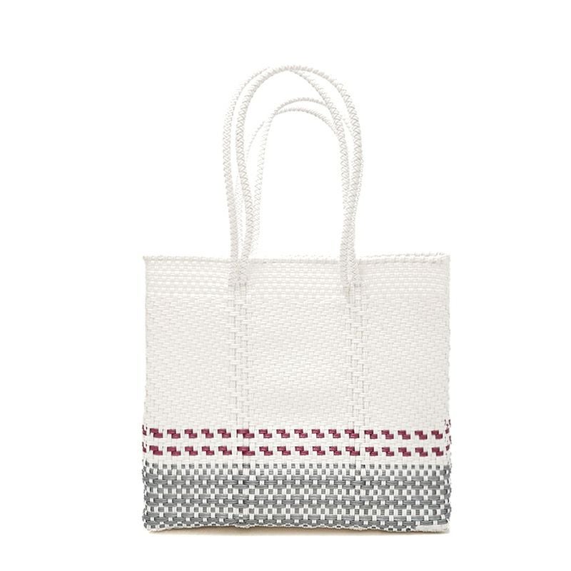 MERCADO BAG - DIA - LONG HANDLE - White / Metallic Pink / Silver