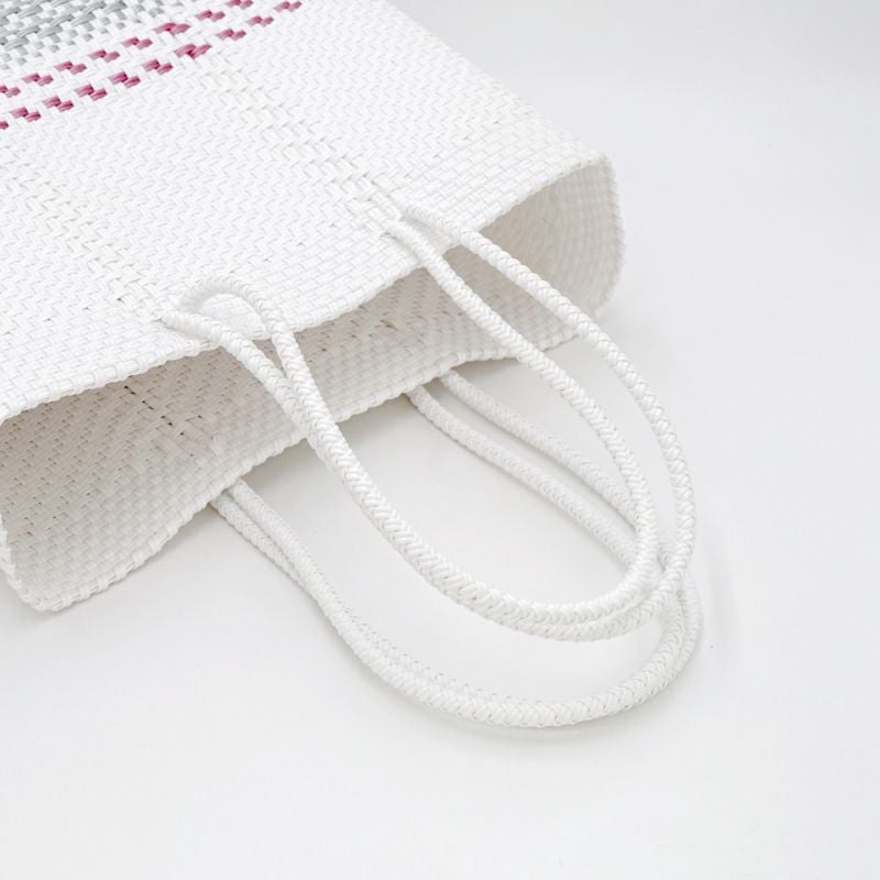 MERCADO BAG - DIA - LONG HANDLE - White / Metallic Pink / Silver