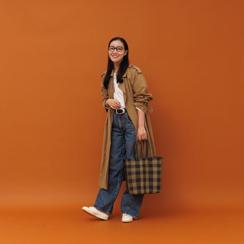 MERCAD BAG BOAT STYLE - GINGHAM - Black / Gold - | Letra｜レトラ