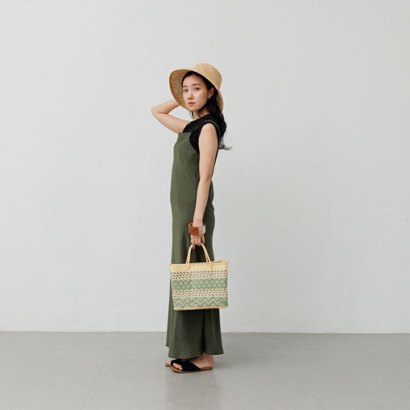 MERCADO BAG - ALPINAS - Cream / Silver / Metallic Green (XS