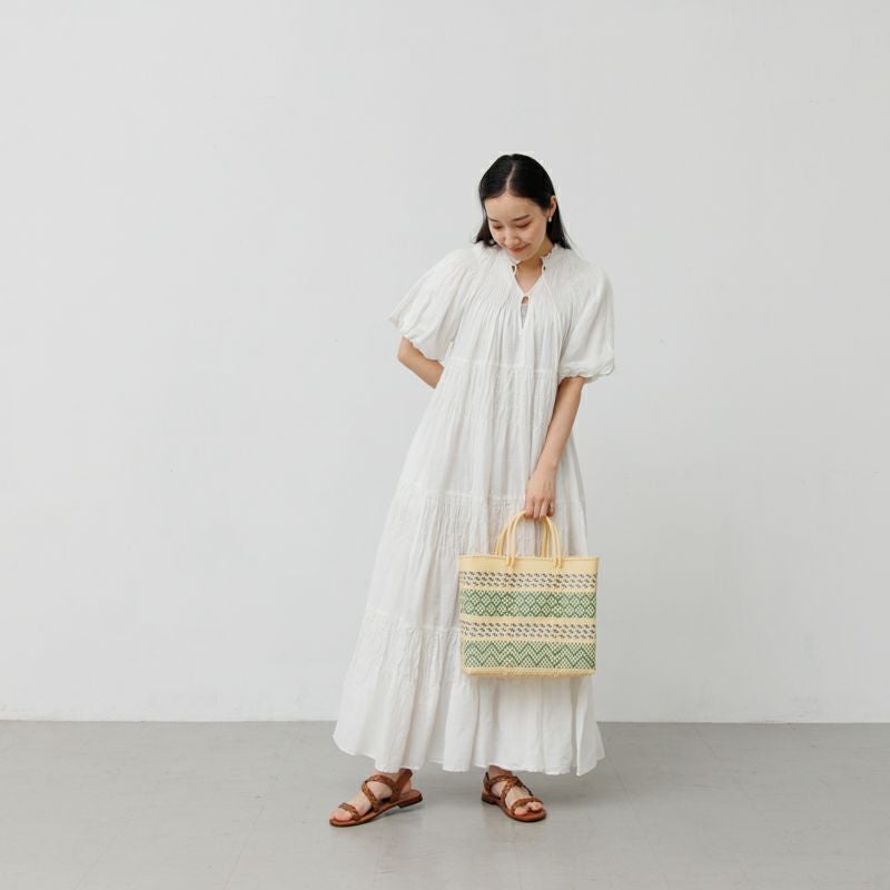 MERCADO BAG - ALPINAS - Cream / Silver / Metallic Green (S