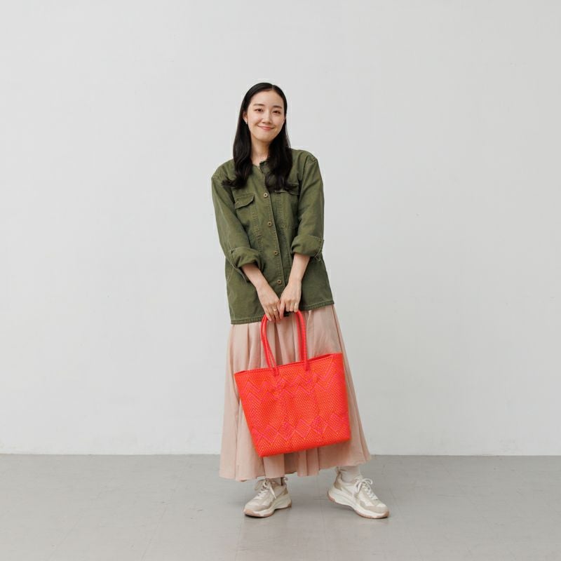MERCADO BAG - PLAYA - LONG HANDLE - Orange / Pink (M) | Letra