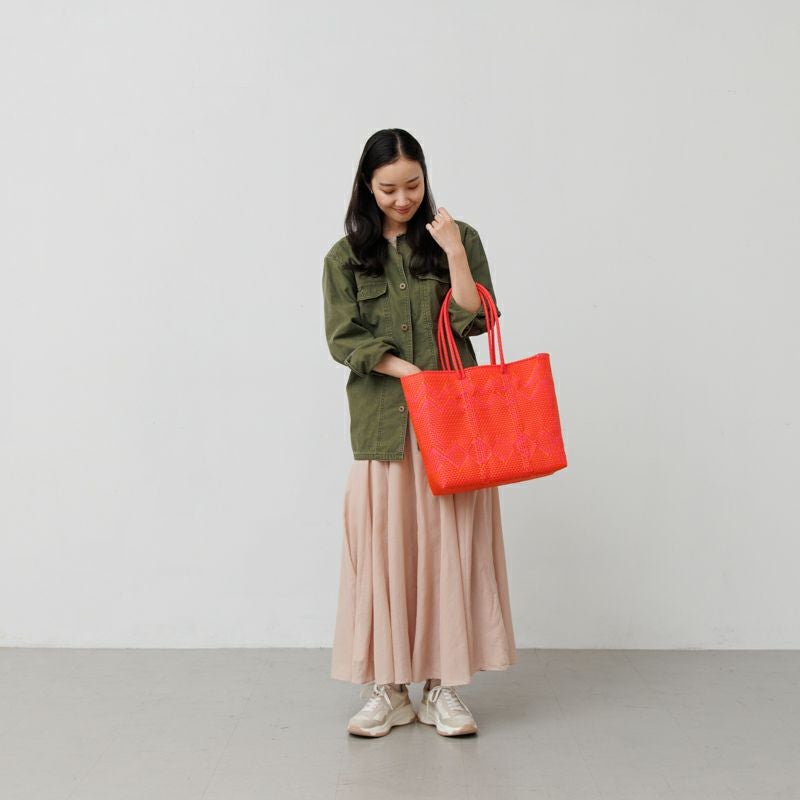 MERCADO BAG - PLAYA - LONG HANDLE - Orange / Pink (M) | Letra