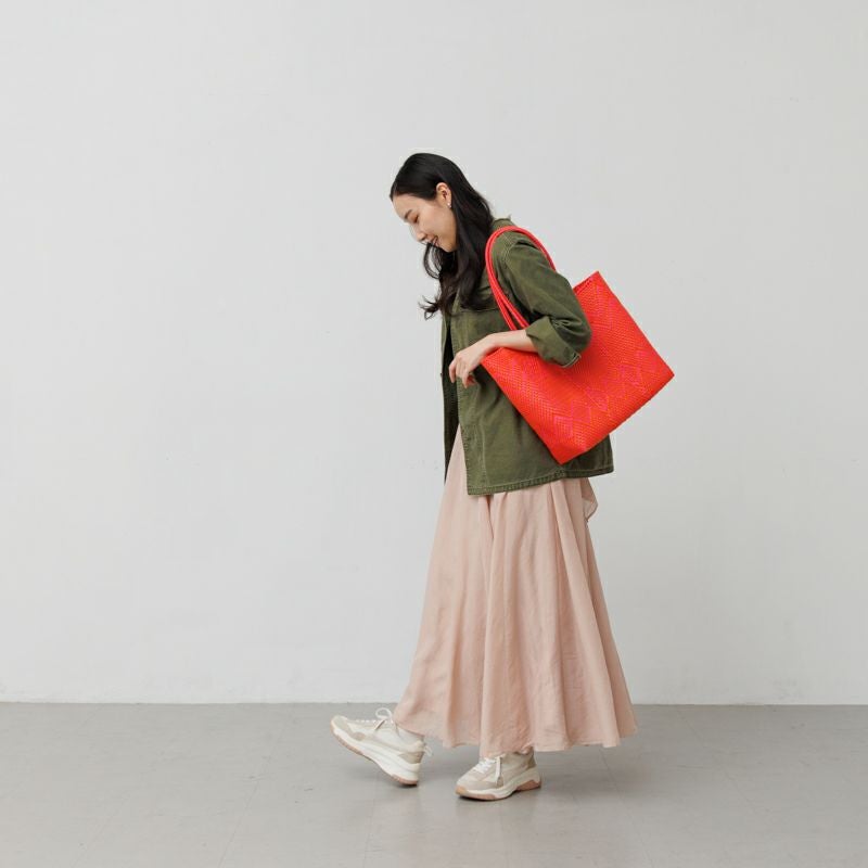 MERCADO BAG - PLAYA - LONG HANDLE - Orange / Pink (M) | Letra