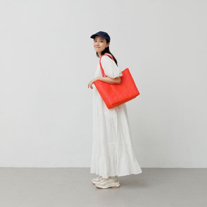 MERCADO BAG - PLAYA - LONG HANDLE - Orange / Pink (M) | Letra