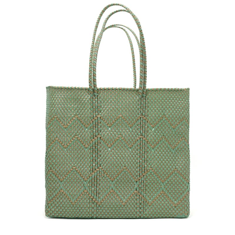 MERCADO BAG - PLAYA - LONG HANDLE - Gold / Metallic Green (M