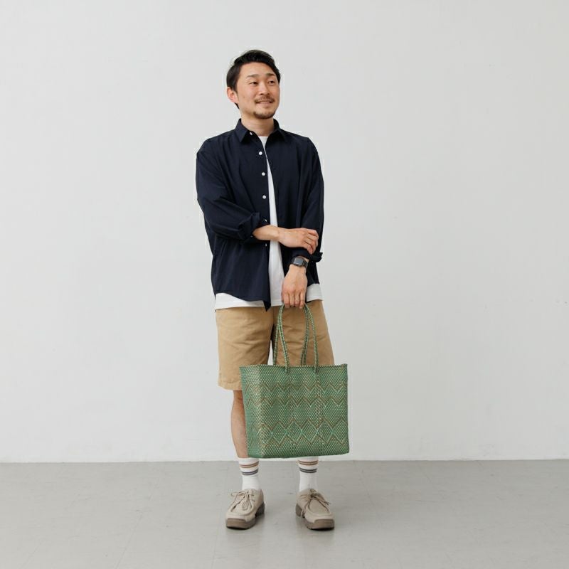 MERCADO BAG - PLAYA - LONG HANDLE - Gold / Metallic Green (M