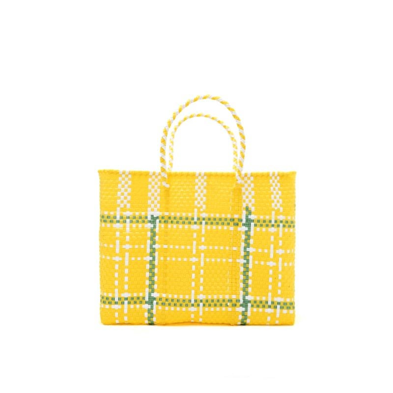 MERCADO BAG - LATTICE - Yellow / White / Metallic Green (XS