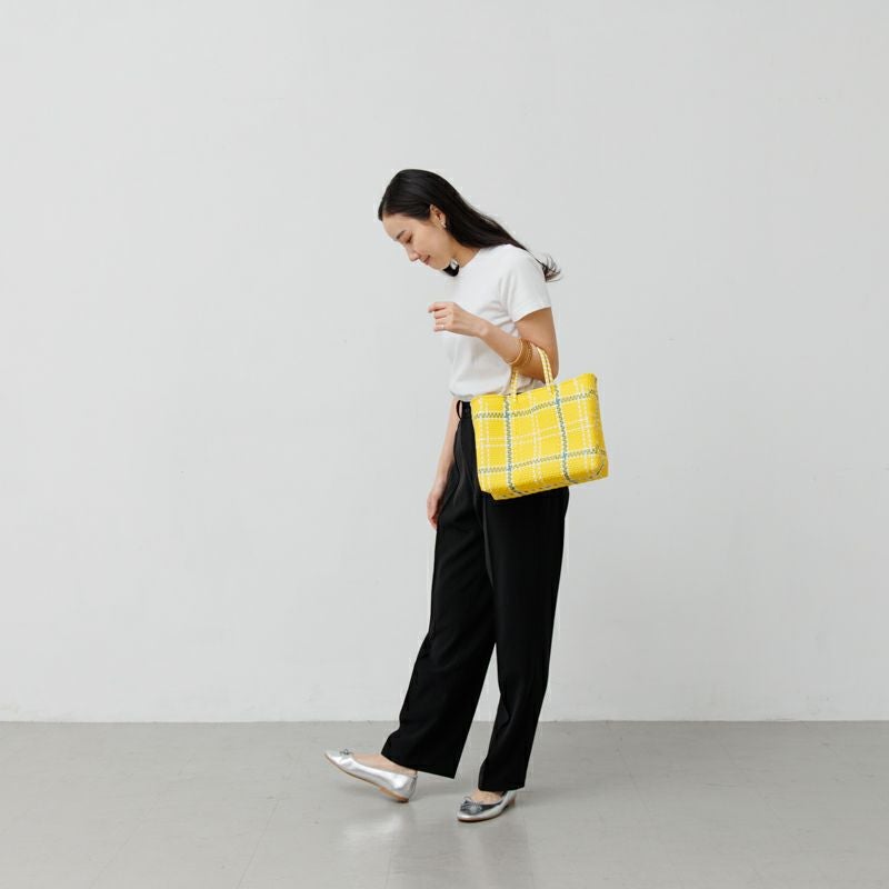 MERCADO BAG - LATTICE - Yellow / White / Metallic Green (XS