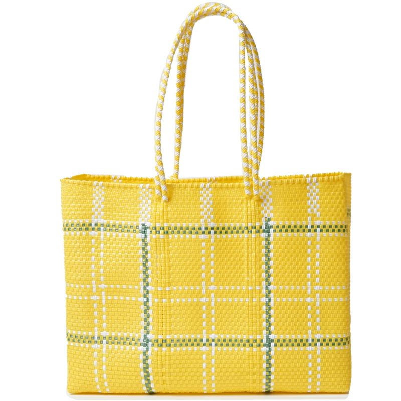 MERCADO BAG - LATTICE - LONG HANDLE - Yellow / White / Metallic