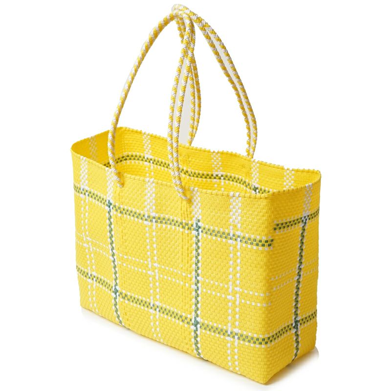 MERCADO BAG - LATTICE - LONG HANDLE - Yellow / White / Metallic