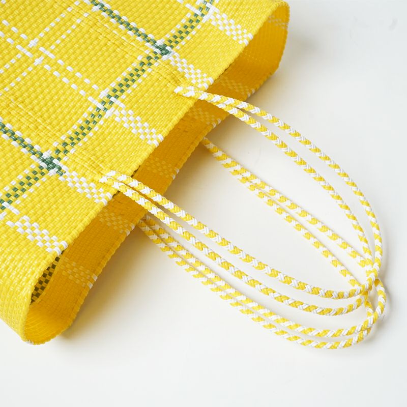 MERCADO BAG - LATTICE - LONG HANDLE - Yellow / White / Metallic