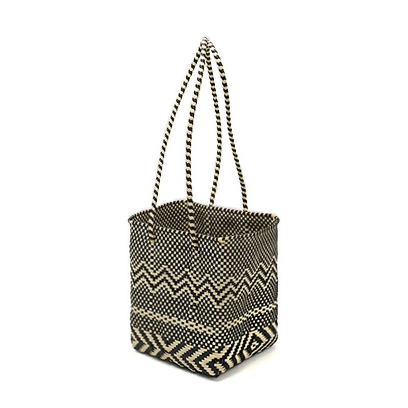 MERCADO BUCKET - WOVEN - Black / Cream (LONG HANDLE) | Letra
