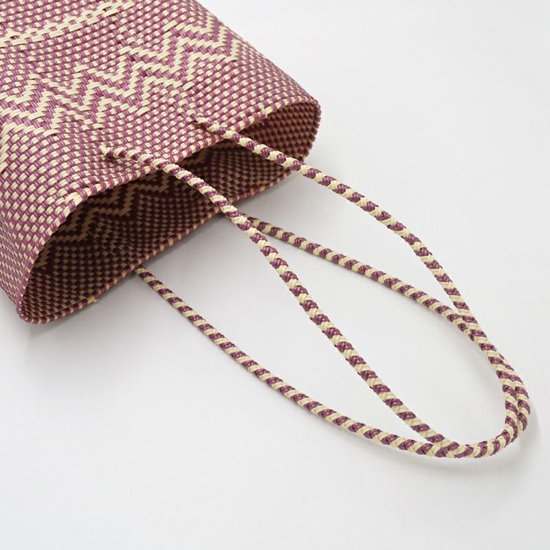 MERCADO BUCKET - WOVEN - Metallic Pink / Cream (LONG HANDLE