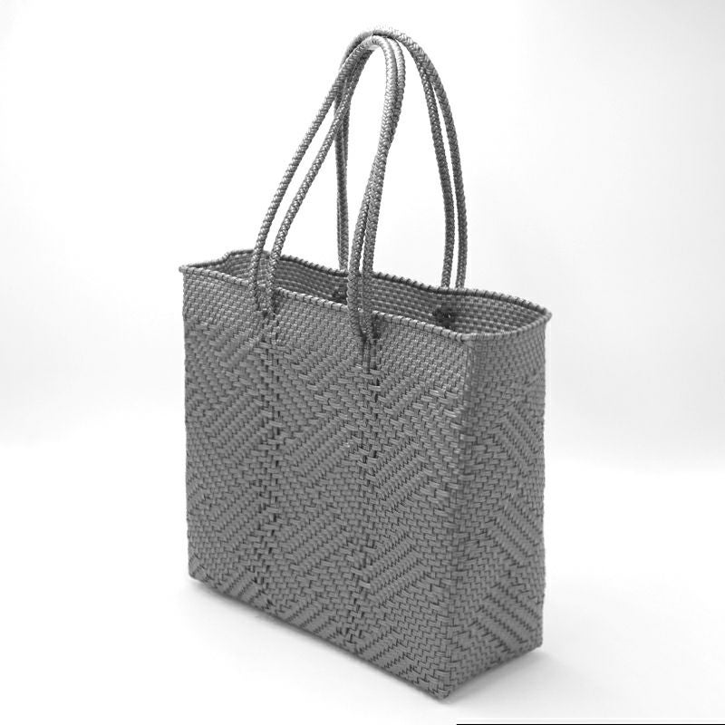MERCADO BAG - TAPETE SOLID - LONG HANDLE - Silver (M) | Letra
