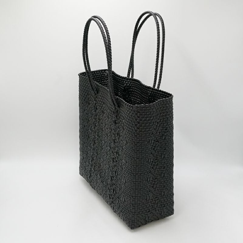 MERCADO BAG - ROMBO SOLID - LONG HANDLE - Black (M) | Letra