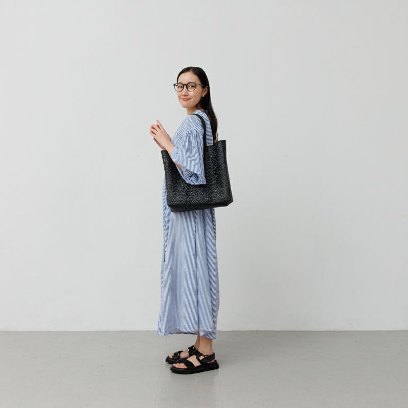 MERCADO BAG - ROMBO SOLID - LONG HANDLE - Black (M) | Letra
