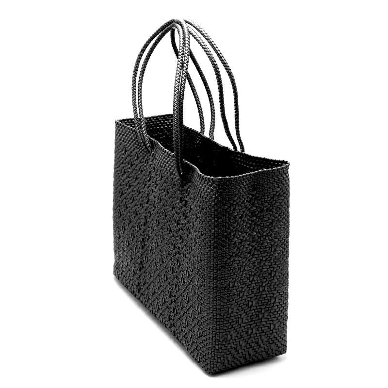 MERCADO BAG - ROMBO SOLID - LONG HANDLE - Black (L) | Letra