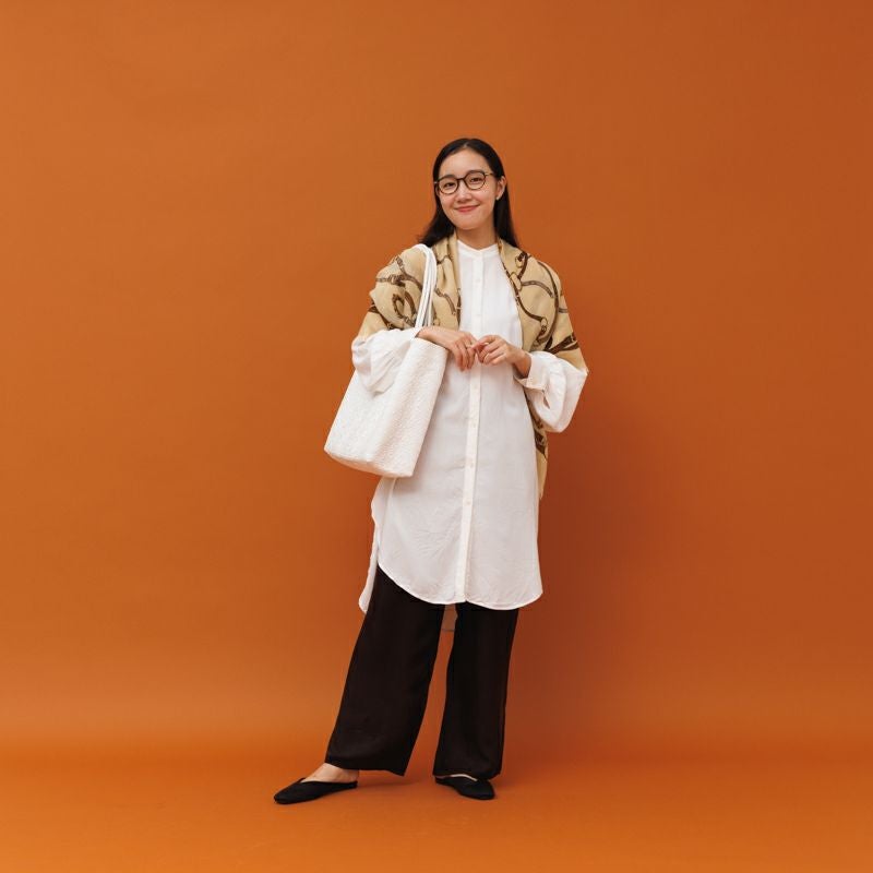 MERCADO BAG - ROMBO SOLID - LONG HANDLE - White (M) | Letra