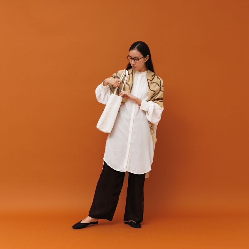 MERCADO BAG - ROMBO SOLID - LONG HANDLE - White (M) | Letra