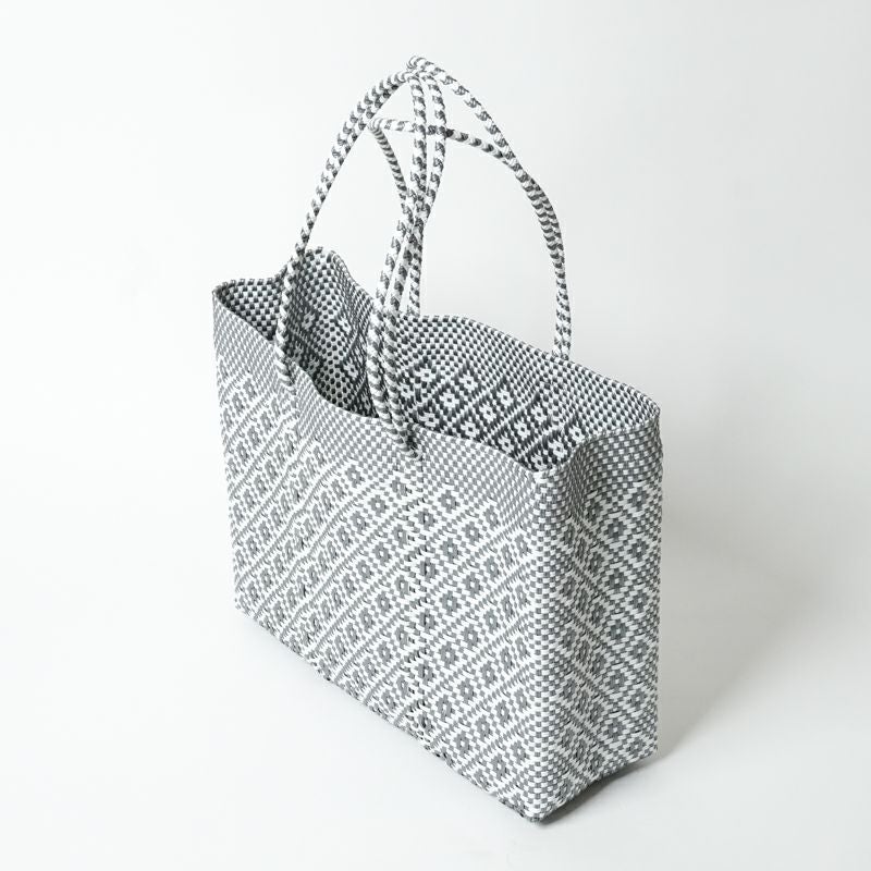MERCADO BAG - ROMBO - LONG HANDLE - Silver / White (L) | Letra
