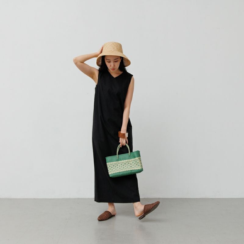 MERCADO BAG - MIMOSA - Metallic Green / Cream (SHORT XS) | Letra