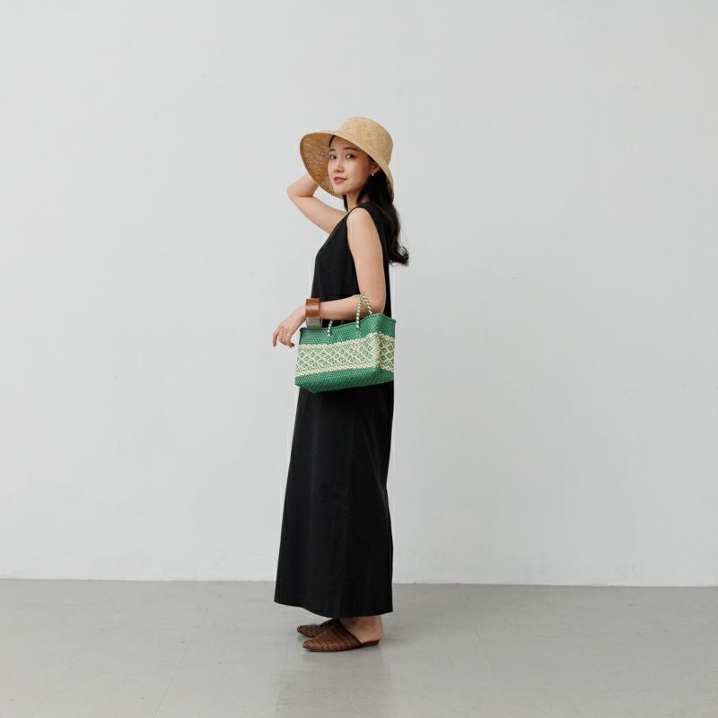 MERCADO BAG - MIMOSA - Metallic Green / Cream (SHORT XS) | Letra