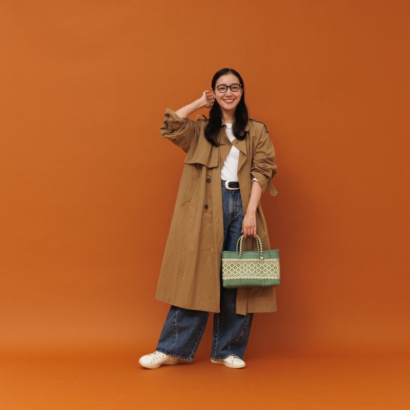 MERCADO BAG - MIMOSA - Metallic Green / Cream (SHORT XS) | Letra