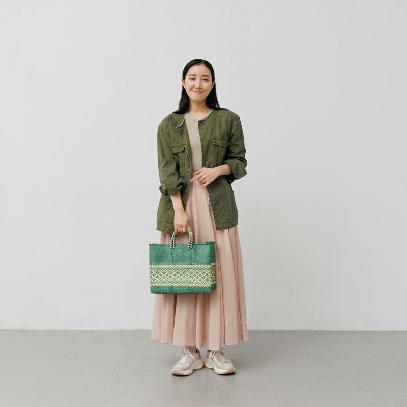 MERCADO BAG - MIMOSA - Metallic Green / Cream (SHORT S) | Letra