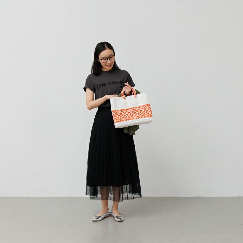 MERCADO BAG - MIMOSA - White / Orange (SHORT S) | Letra｜レトラ