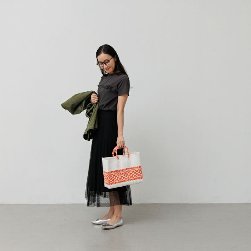 MERCADO BAG - MIMOSA - White / Orange (SHORT S) | Letra｜レトラ