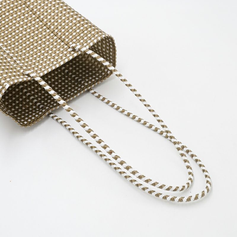 MERCADO BUCKET SLIM - MINI CHECK - Gold / White (LONG HANDLE