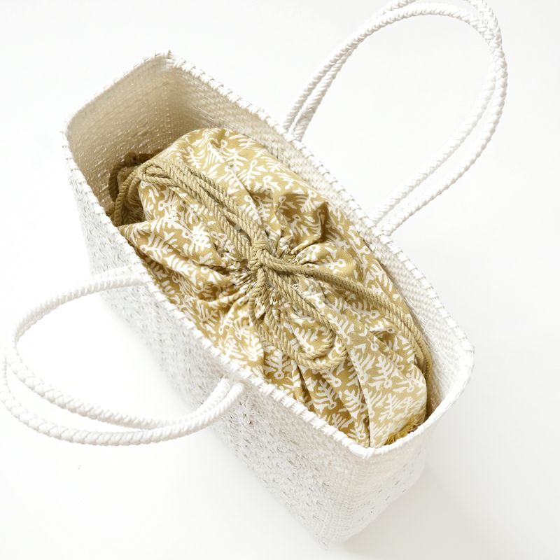 ORIGINAL - BAG IN BAG - BLOCK PRINT FLOWER - Beige / White
