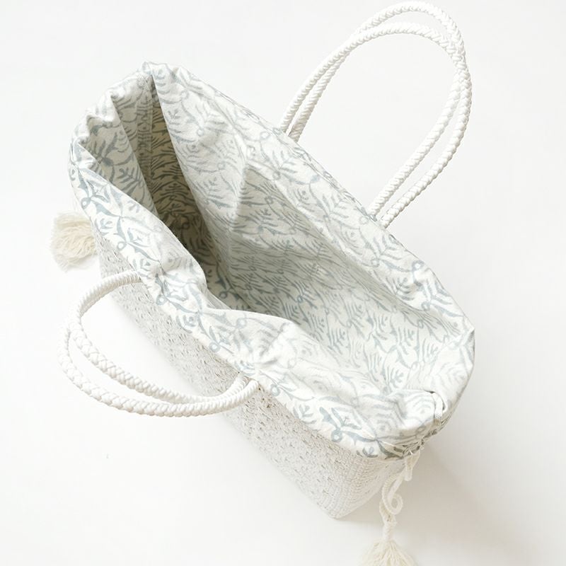 ORIGINAL - BAG IN BAG - BLOCK PRINT FLOWER - Beige / White