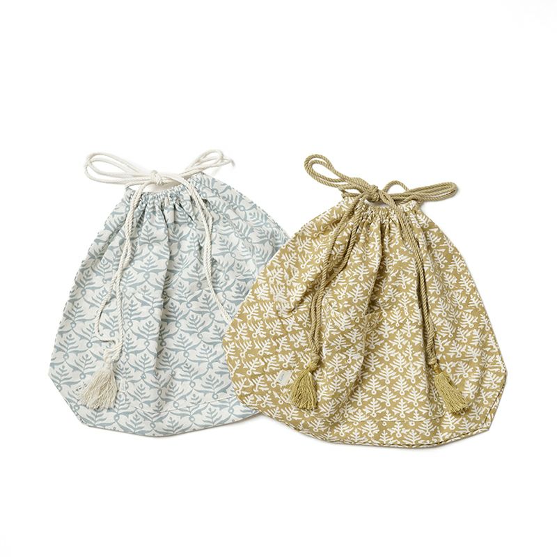 ORIGINAL - BAG IN BAG - BLOCK PRINT FLOWER - Beige / White