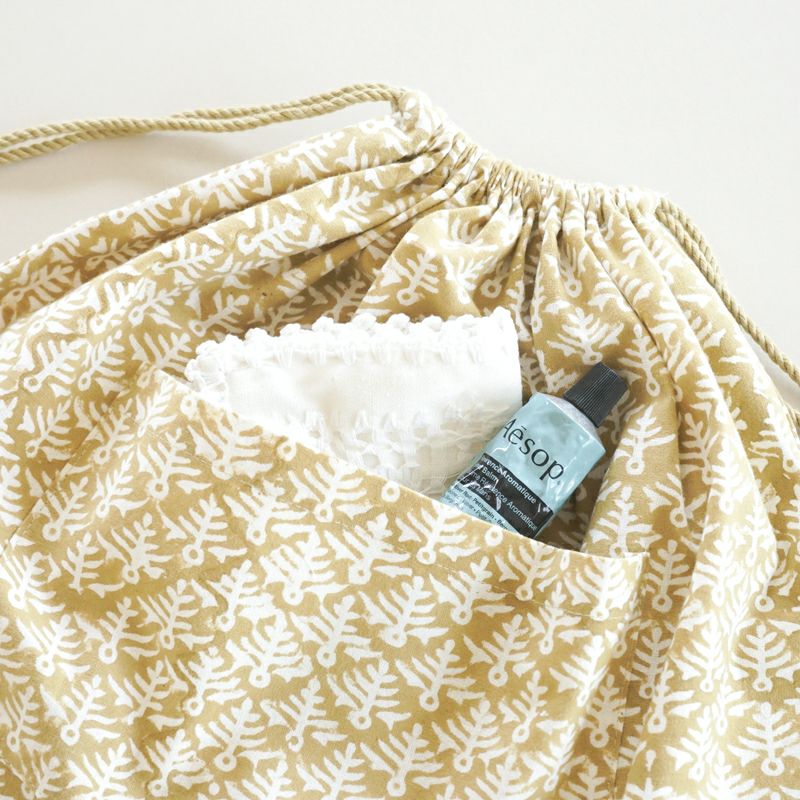 ORIGINAL - BAG IN BAG - BLOCK PRINT FLOWER - Beige / White