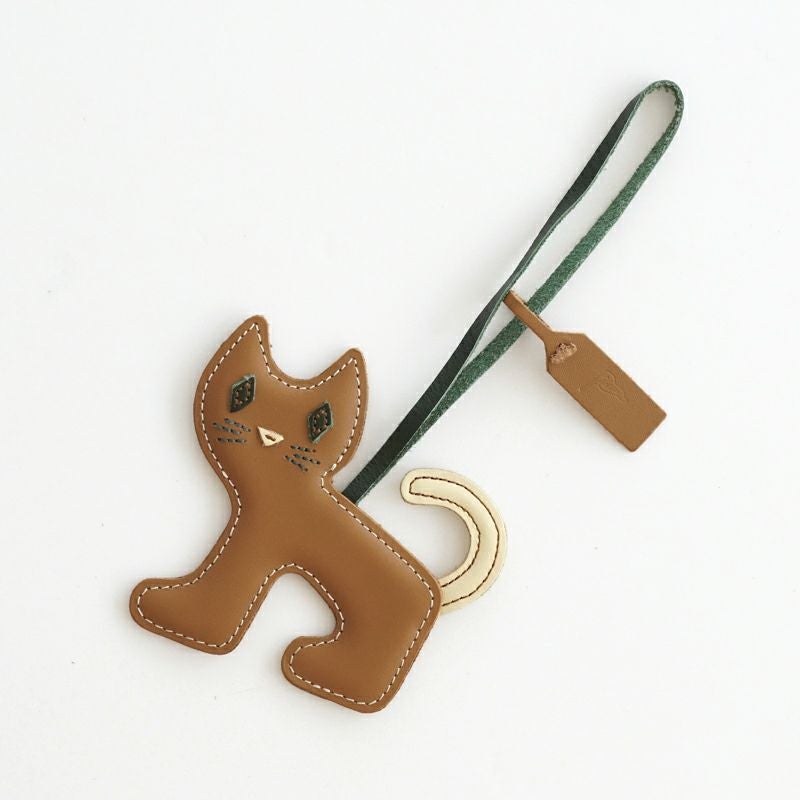 LEATHER ANIMALITO CHARM - CAT - Brown - | Letra｜レトラ公式通販