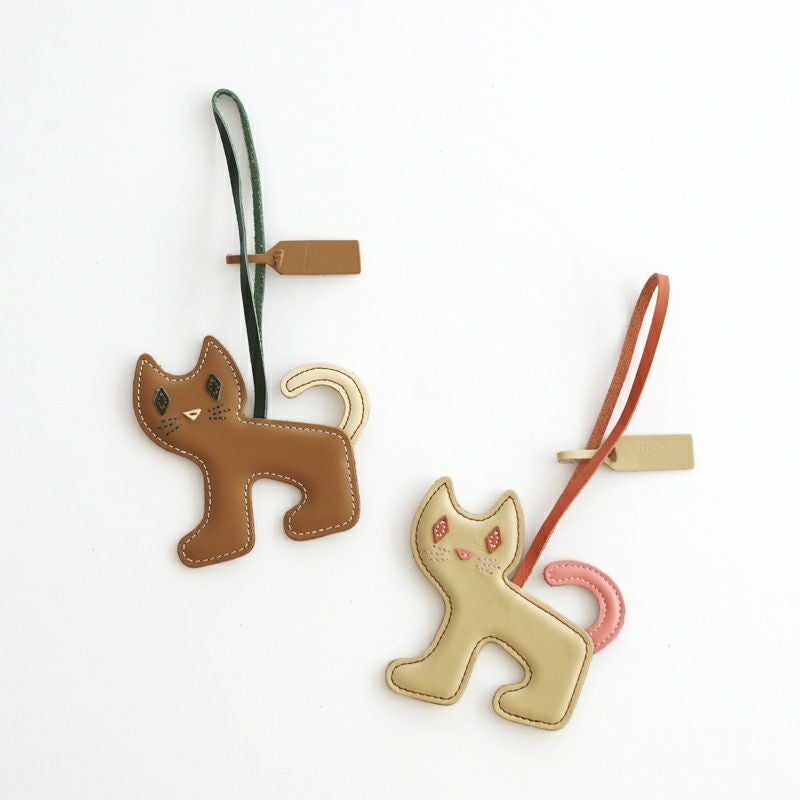 LEATHER ANIMALITO CHARM - CAT - Brown - | Letra｜レトラ公式通販
