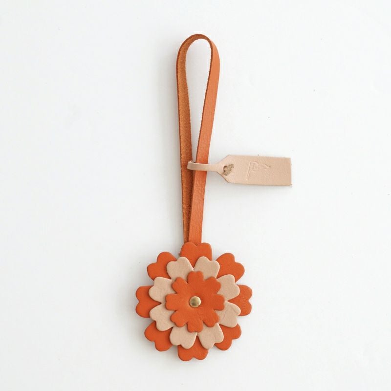 LEATHER FLOWER CHARM - Orange / Pink - | Letra｜レトラ公式通販